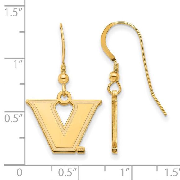 14k Gold Plated Silver Vanderbilt University Dangle Earrings - Picture 2 of 3